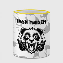 Кружка 3D Iron Maiden рок панда на светлом фоне, цвет: 3D-желтый кант — фото 2