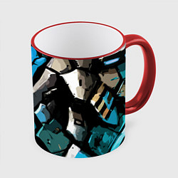 Кружка 3D Синяя броня киберпанк, цвет: 3D-красный кант