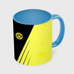 Кружка 3D Borussia geometry yellow, цвет: 3D-белый + небесно-голубой