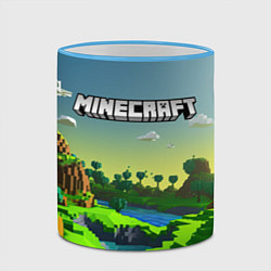 Кружка 3D Minecraft logo зеленый летний мир, цвет: 3D-небесно-голубой кант — фото 2