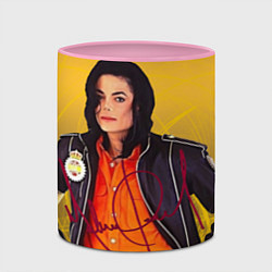 Кружка 3D Michael Jackson на золотом фоне с графикой, цвет: 3D-белый + розовый — фото 2