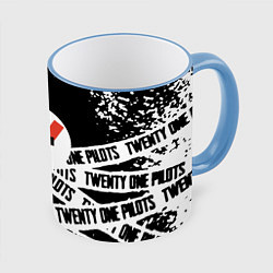 Кружка 3D Twenty one pilots stripes steel, цвет: 3D-небесно-голубой кант