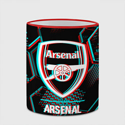 Кружка 3D Arsenal FC в стиле glitch на темном фоне, цвет: 3D-красный кант — фото 2