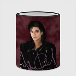 Кружка 3D Michael Jackson на бордовом фоне, цвет: 3D-черный кант — фото 2