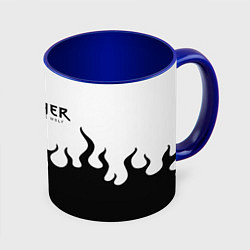 Кружка 3D Ведьмак лого чёрный огонь, цвет: 3D-белый + синий