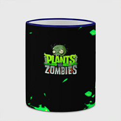 Кружка 3D Plants vs Zombies зелёная текстура, цвет: 3D-синий кант — фото 2