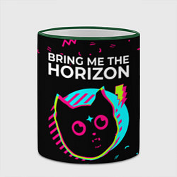 Кружка 3D Bring Me the Horizon - rock star cat, цвет: 3D-зеленый кант — фото 2