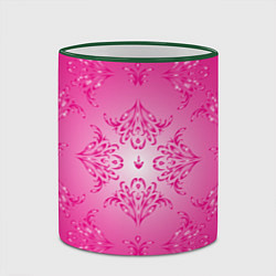 Кружка 3D Узоры на розовом фоне, цвет: 3D-зеленый кант — фото 2