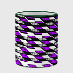 Кружка 3D Фиолетовые треугольники и квадраты на белом фоне, цвет: 3D-зеленый кант — фото 2