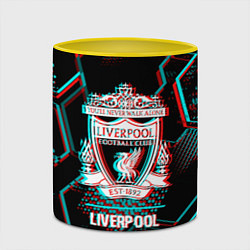 Кружка 3D Liverpool FC в стиле glitch на темном фоне, цвет: 3D-белый + желтый — фото 2