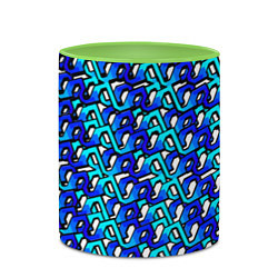 Кружка 3D Синий узор и чёрная обводка, цвет: 3D-белый + светло-зеленый — фото 2
