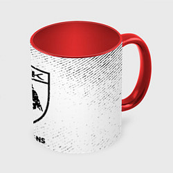 Кружка 3D AEK Athens с потертостями на светлом фоне, цвет: 3D-белый + красный
