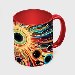 Кружка 3D Space abstraction - ai art, цвет: 3D-белый + красный