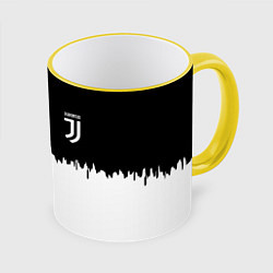 Кружка 3D Juventus белый огонь текстура, цвет: 3D-желтый кант