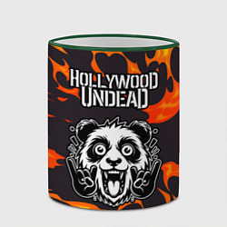 Кружка 3D Hollywood Undead рок панда и огонь, цвет: 3D-зеленый кант — фото 2