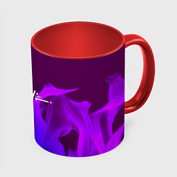 Кружка 3D Stray неоновый огонь, цвет: 3D-белый + красный