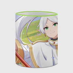 Кружка 3D Sousou no Frieren Фрирен smile, цвет: 3D-светло-зеленый кант — фото 2