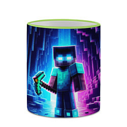 Кружка 3D Minecraft - neon character ai art, цвет: 3D-светло-зеленый кант — фото 2