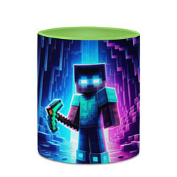 Кружка 3D Minecraft - neon character ai art, цвет: 3D-белый + светло-зеленый — фото 2