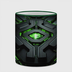 Кружка 3D Объемная абстрактная яркая зеленая фигура на черно, цвет: 3D-зеленый кант — фото 2