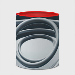 Кружка 3D Серые кольца, цвет: 3D-белый + красный — фото 2