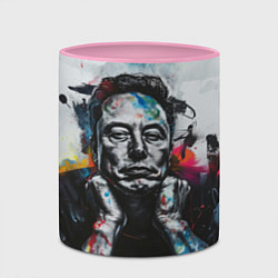 Кружка 3D Илон Маск граффити портрет на серой стене, цвет: 3D-белый + розовый — фото 2