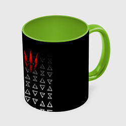 Кружка 3D Знаки начальной магии из The witcher, цвет: 3D-белый + светло-зеленый