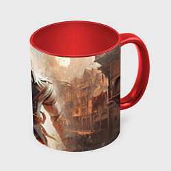 Кружка 3D Assassins creed большой город, цвет: 3D-белый + красный