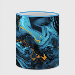 Кружка 3D Синяя абстракция с золотым напылением, цвет: 3D-небесно-голубой кант — фото 2