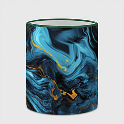 Кружка 3D Синяя абстракция с золотым напылением, цвет: 3D-зеленый кант — фото 2