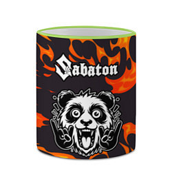 Кружка 3D Sabaton рок панда и огонь, цвет: 3D-светло-зеленый кант — фото 2
