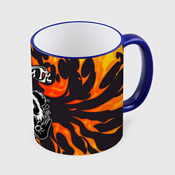 Кружка 3D Aerosmith рок панда и огонь, цвет: 3D-синий кант