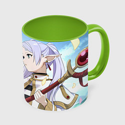 Кружка 3D Sousou no Frieren, цвет: 3D-белый + светло-зеленый