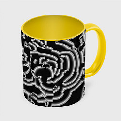 Кружка 3D Абстрактные объемные рельефы, цвет: 3D-белый + желтый