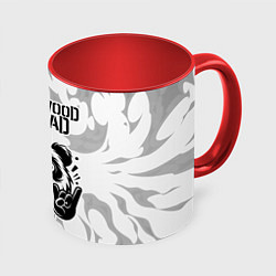 Кружка 3D Hollywood Undead рок панда на светлом фоне, цвет: 3D-белый + красный