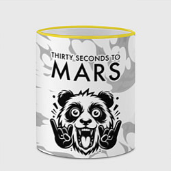 Кружка 3D Thirty Seconds to Mars рок панда на светлом фоне, цвет: 3D-желтый кант — фото 2