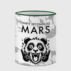 Кружка 3D Thirty Seconds to Mars рок панда на светлом фоне, цвет: 3D-зеленый кант — фото 2