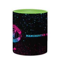 Кружка 3D Manchester United - neon gradient по-горизонтали, цвет: 3D-белый + светло-зеленый — фото 2