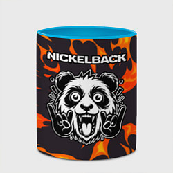 Кружка 3D Nickelback рок панда и огонь, цвет: 3D-белый + небесно-голубой — фото 2
