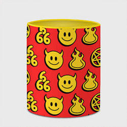 Кружка 3D 666 y2k emoji pattern, цвет: 3D-белый + желтый — фото 2