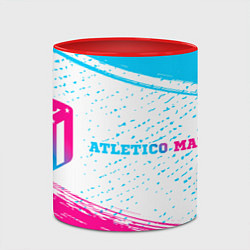 Кружка 3D Atletico Madrid neon gradient style по-горизонтали, цвет: 3D-белый + красный — фото 2