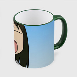 Кружка 3D Azumanga Daioh Аюму Касуга зевает, цвет: 3D-зеленый кант