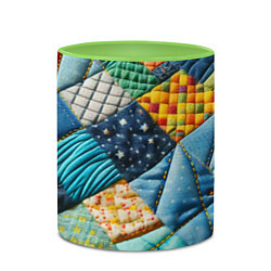 Кружка 3D Лоскутное одеяло - пэчворк, цвет: 3D-белый + светло-зеленый — фото 2