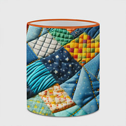 Кружка 3D Лоскутное одеяло - пэчворк, цвет: 3D-оранжевый кант — фото 2