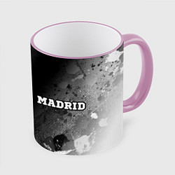 Кружка 3D Real Madrid sport на темном фоне по-горизонтали, цвет: 3D-розовый кант