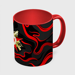 Кружка 3D Великая отечественная война - красные языки, цвет: 3D-белый + красный