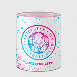 Кружка 3D Leicester City neon gradient style, цвет: 3D-розовый кант — фото 2