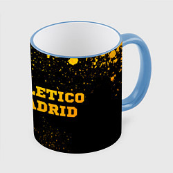 Кружка 3D Atletico Madrid - gold gradient по-горизонтали, цвет: 3D-небесно-голубой кант