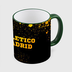 Кружка 3D Atletico Madrid - gold gradient по-горизонтали, цвет: 3D-зеленый кант