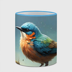Кружка 3D Сине-оранжевая птица, цвет: 3D-небесно-голубой кант — фото 2